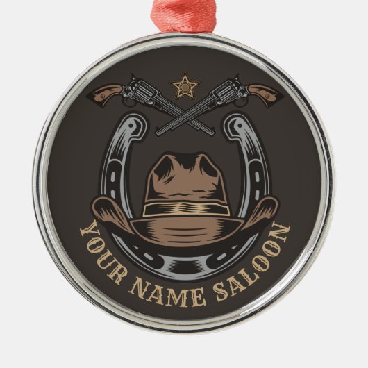 ワイルドウエストリボルバー馬蹄西カウボーイサロン メタルオーナメント (正面)