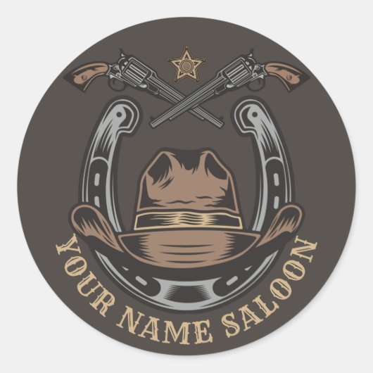 ワイルドウエストリボルバー馬蹄西カウボーイサロン ラウンドシール (正面)