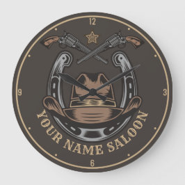 ワイルドウエストリボルバー馬蹄西カウボーイサロン ラージ壁時計