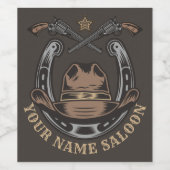 ワイルドウエストリボルバー馬蹄西カウボーイサロン ワインラベル (シングルラベル)