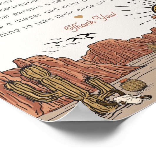 ワイルドウエストロデオおむつ思考ベビーシャワーのサイン ポスター (角)