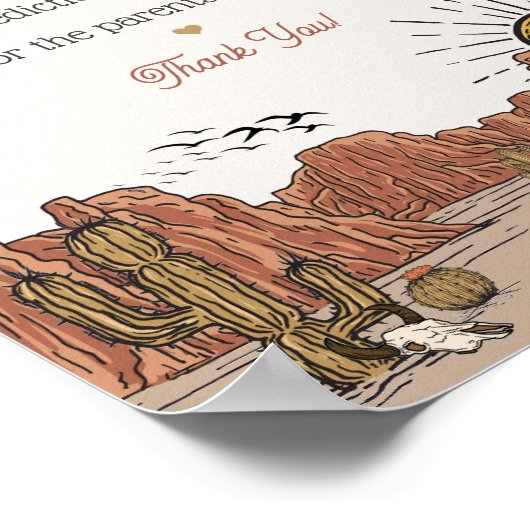 ワイルドウエストロデオアドバイスの赤ちゃんシャワーのサイン ポスター (角)