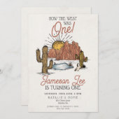 ワイルドウエストロデオカウボーイの最初の誕生日パーティー招待状 招待状 (正面/裏面)