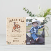 ワイルドウエストロデオカウボーイ誕生日写真 サンキューカード (スタンド正面)