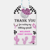 ワイルドウエストロデオディスコ女性のカーボーイ誕生日サンキューユユー ギフトタグ (正面)