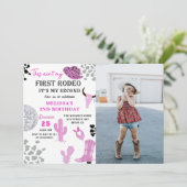 ワイルドウエストロデオディスコ女性のカーボーイ2ndバースデーフォト 招待状 (スタンド正面)