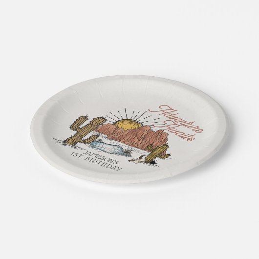 ワイルドウエストロデオバースデーパーティー ペーパープレート (アングル)