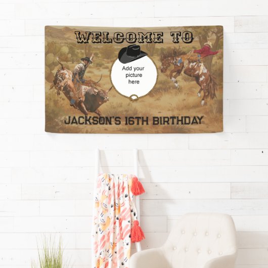 ワイルドウエストロデオラウンドアップ誕生日 横断幕 (インサイチュ)