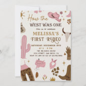 ワイルドウエストロデオ女性のカーボーイランチウェスタン誕生日 招待状 (正面)