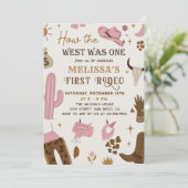 ワイルドウエストロデオ女性のカーボーイランチウェスタン誕生日 招待状 (スタンド正面)