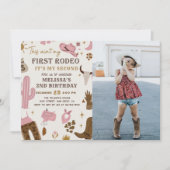 ワイルドウエストロデオ女性のカーボーイランチ2ndバースデーフォト 招待状 (正面)