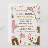 ワイルドウエストロデオ女性のカーボーイランチ2nd誕生日パーティー 招待状 (正面)