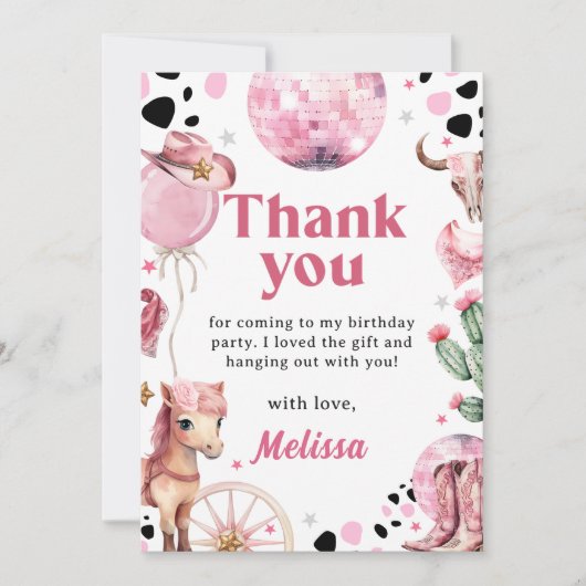 ワイルドウエストロデオ女性のカーボーイ誕生日サンキューカード サンキューカード (正面)