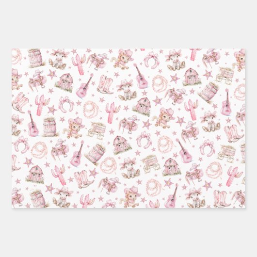 ワイルドウエストロデオ女性のカーボーイ ラッピングペーパーシート (正面2)