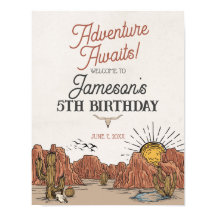 ワイルドウエストロデオ誕生日パーティー歓迎サイン