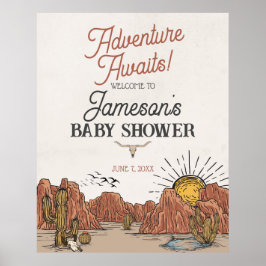 ワイルドウエストロデオ赤ちゃんシャワー歓迎サイン ポスター