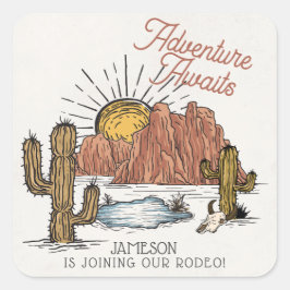 ワイルドウエストロデオ赤ちゃんシャワー スクエアシール