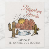 ワイルドウエストロデオ赤ちゃんシャワー ワインラベル (シングルラベル)