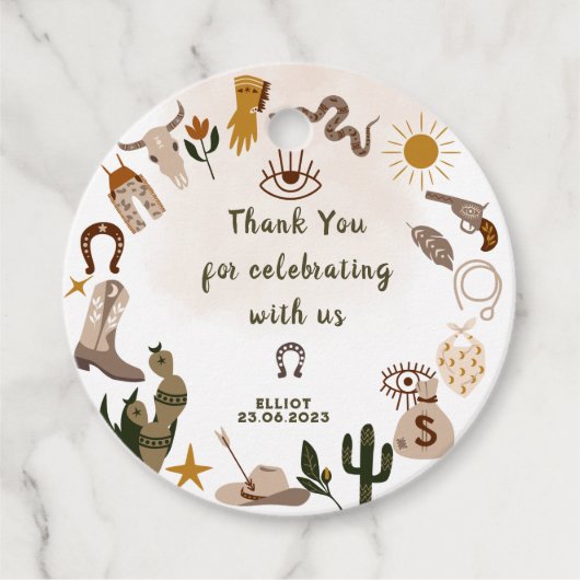 ワイルドウエストロードカウボーイの誕生日感謝していあなた フェイバータグ (正面)