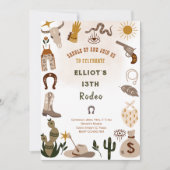 ワイルドウエストロードカウボーイ誕生日 招待状 (正面)