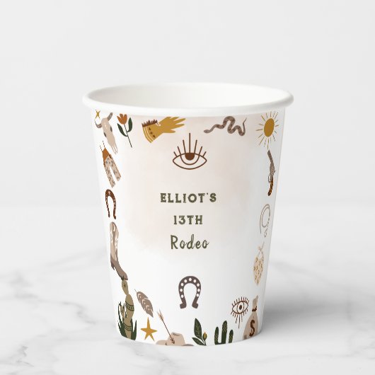 ワイルドウエストロードカウボーイ誕生日 紙コップ (裏面)