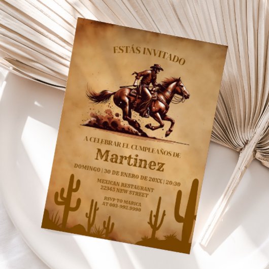ワイルドウエストヴァケロカウボーイ誕生日 スペインの 招待状