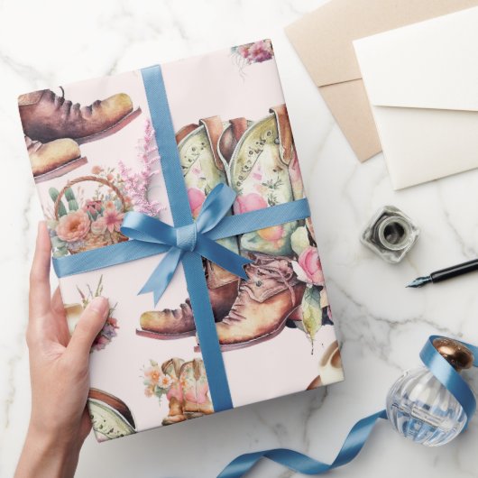 ワイルドウエスト女性のカーボーイカントリーウェスタンバースデーパーティー ラッピングペーパー (ギフト)