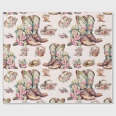 ワイルドウエスト女性のカーボーイカントリーウェスタンバースデーパーティー ラッピングペーパー (フラット)