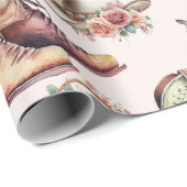 ワイルドウエスト女性のカーボーイカントリーウェスタンバースデーパーティー ラッピングペーパー (ロールコーナー)