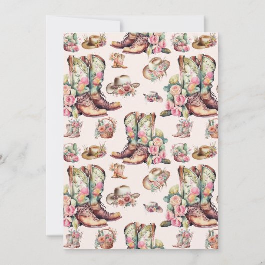 ワイルドウエスト女性のカーボーイカントリーウェスタンバースデーパーティー 招待状 (裏面)