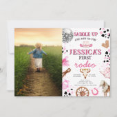 ワイルドウエスト女性のカーボーイカントリーウェスタンバースデーパーティー 招待状 (正面)