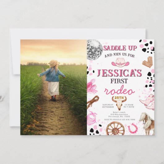 ワイルドウエスト女性のカーボーイカントリーウェスタンバースデーパーティー 招待状 (正面)