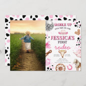 ワイルドウエスト女性のカーボーイカントリーウェスタンバースデーパーティー 招待状 (正面/裏面)