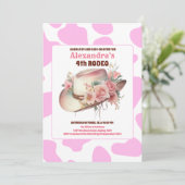 ワイルドウエスト女性のカーボーイカントリーウェスタンバースデーパーティー 招待状 (スタンド正面)