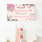 ワイルドウエスト女性のカーボーイピンクバースデーパーティーへようこそ 横断幕 (インサイチュ)