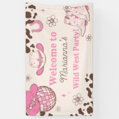 ワイルドウエスト女性のカーボーイピンクバースデーパーティーへようこそ 横断幕 (縦)