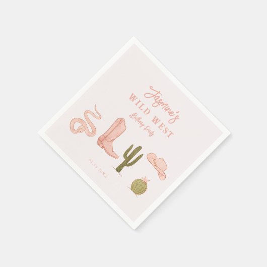 ワイルドウエスト女性のカーボーイ誕生日パーティー スタンダードカクテルナプキン (角)
