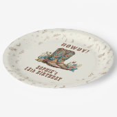 ワイルドウエスト女性のカーボーイ誕生日 ペーパープレート (アングル)