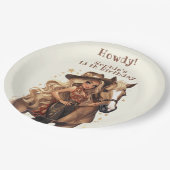 ワイルドウエスト女性のカーボーイ誕生日 ペーパープレート (アングル)