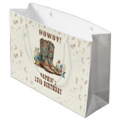 ワイルドウエスト女性のカーボーイ誕生日 ラージペーパーバッグ (裏面アングル)