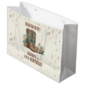 ワイルドウエスト女性のカーボーイ誕生日 ラージペーパーバッグ (正面アングル)