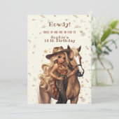 ワイルドウエスト女性のカーボーイ誕生日 招待状 (スタンド正面)