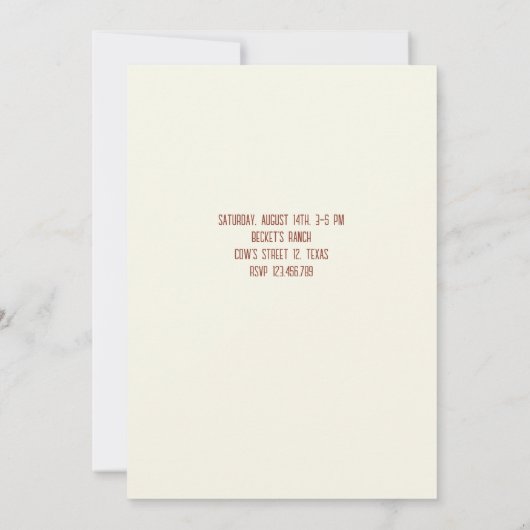 ワイルドウエスト女性のカーボーイ誕生日 招待状 (裏面)