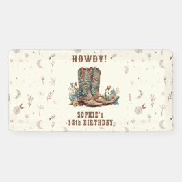 ワイルドウエスト女性のカーボーイ誕生日 横断幕