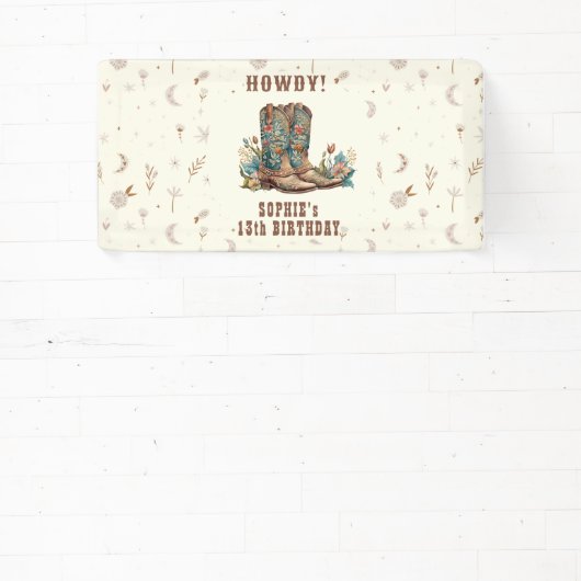 ワイルドウエスト女性のカーボーイ誕生日 横断幕 (インサイチュ)