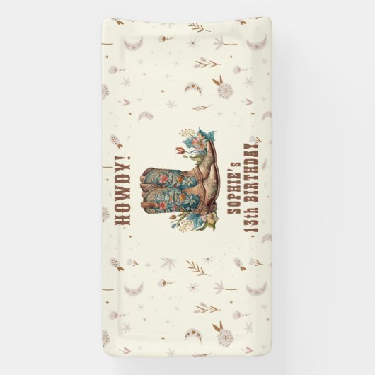 ワイルドウエスト女性のカーボーイ誕生日 横断幕 (縦)