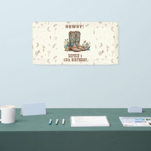 ワイルドウエスト女性のカーボーイ誕生日 横断幕 (トレードショー)