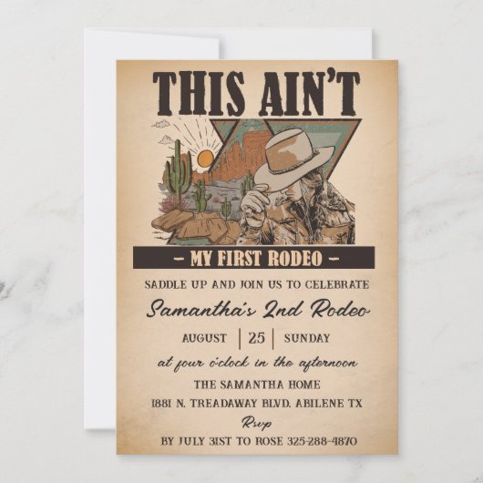 ワイルドウエスト誕生日ウエスタンカウボーイ誕生日 招待状 (正面)