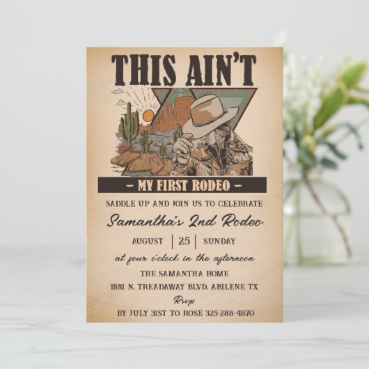 ワイルドウエスト誕生日ウエスタンカウボーイ誕生日 招待状 (スタンド正面)