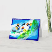 ワイルドウォーターのカヤックを漕ぐ挨拶状 カード (正面)